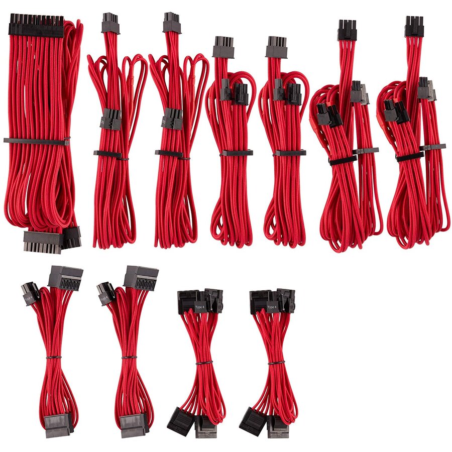Power Supply Cable Premium Pro-Kit Type 4 Gen 4, 20-piece - red