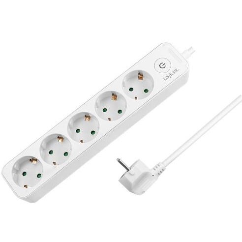 Prelungitor 5x Schuko Cablu 3G 1.5MM² 230V/16A 50Hz Maxim 3600W Buton Intrerupator Iluminat IP20 1.5M Alb