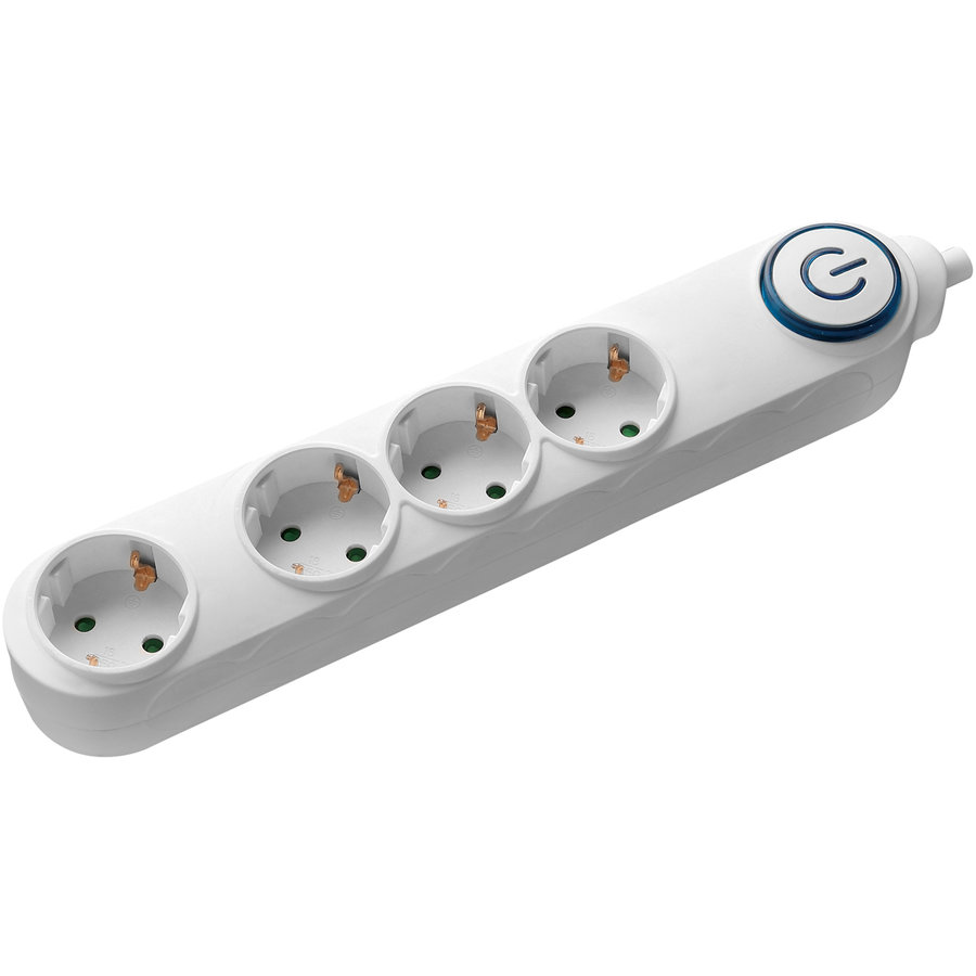 Prelungitor cu intrerupator 4PI15-3680 4 prize Schuko 3680W 1.5m Alb