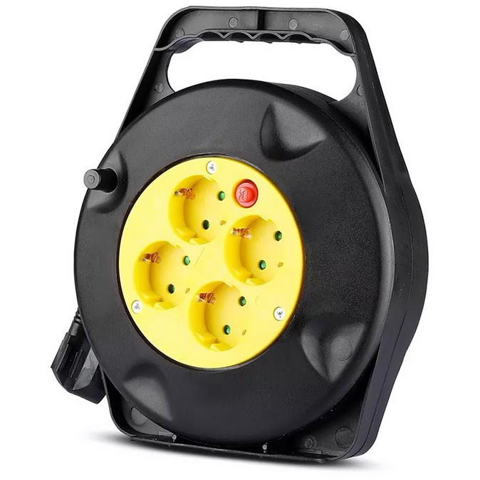 Prelungitor cu rola 8781 4 prize 10m Negru / Galben