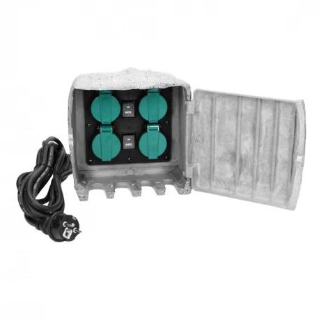 Prelungitor de Gradina OR-AE-13185(GS) 4 Prize 2P+E Schuko Cablu Cauciuc H07RN-F 3x1.5MM² 3M Senzor Crepuscular Gri/Negru