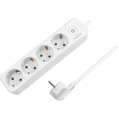 Prelungitor LPS245 4x Schuko Cablu 3G 1.5mm2 230V/16A 50Hz Max. 3600W Buton Intrerupator Iluminat IP20 1.5M Alb