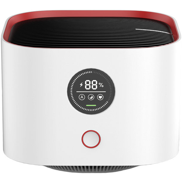 Purificator de aer CARE® , 7W, Silentios, CADR 120m3/h, Display digital, 3 trepte de viteza, PM2.5, Baterie 4000 mAh, Senzor calitate aer, 20mp, Alb