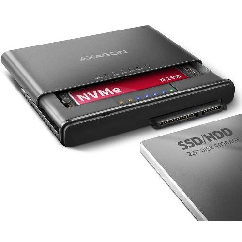 Rack Extern CloneMaster 2 USB-C 3.2 Gen2 la NVMe M2/2.5/3.5Inch Functie de Clonare Negru