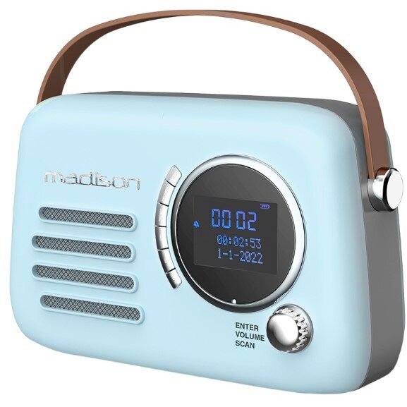 Radio FM/DAB  Portabil Vintage 30W Bluetooth/Aux Albastru
