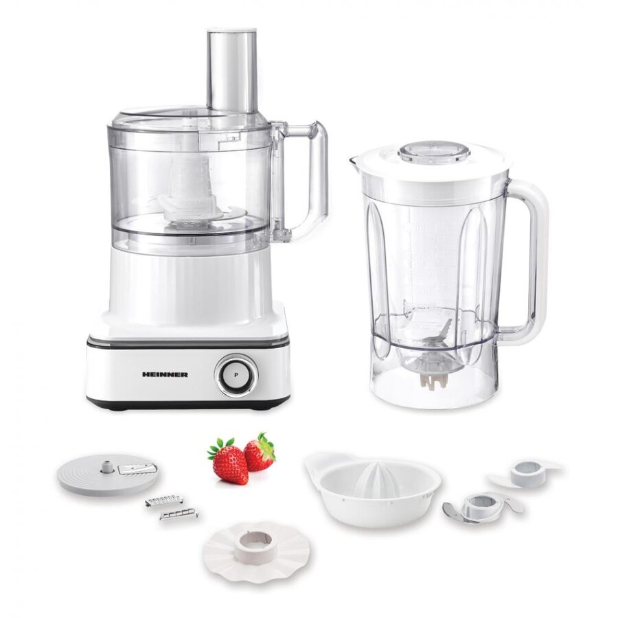 Robot de Bucatarie FineGourmet HFP-K1000WP Bol Procesare 2.3L Cana 1.5L 6 Viteze + Pulse 1000W Alb