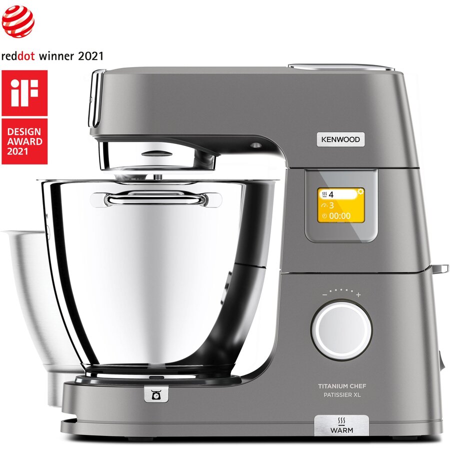 Robot de Bucatarie Titanium Chef Patissier XL KWL90.004SI 2 Boluri 5L si 7L Cantar Integrat Display Touchscreen 1400W Argintiu