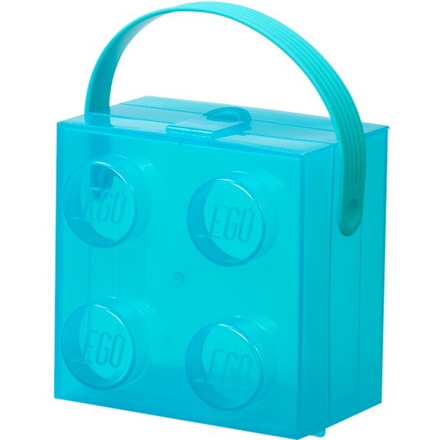 Room Copenhagen LEGO Box with Handle, Storage Box (light blue/transparent)