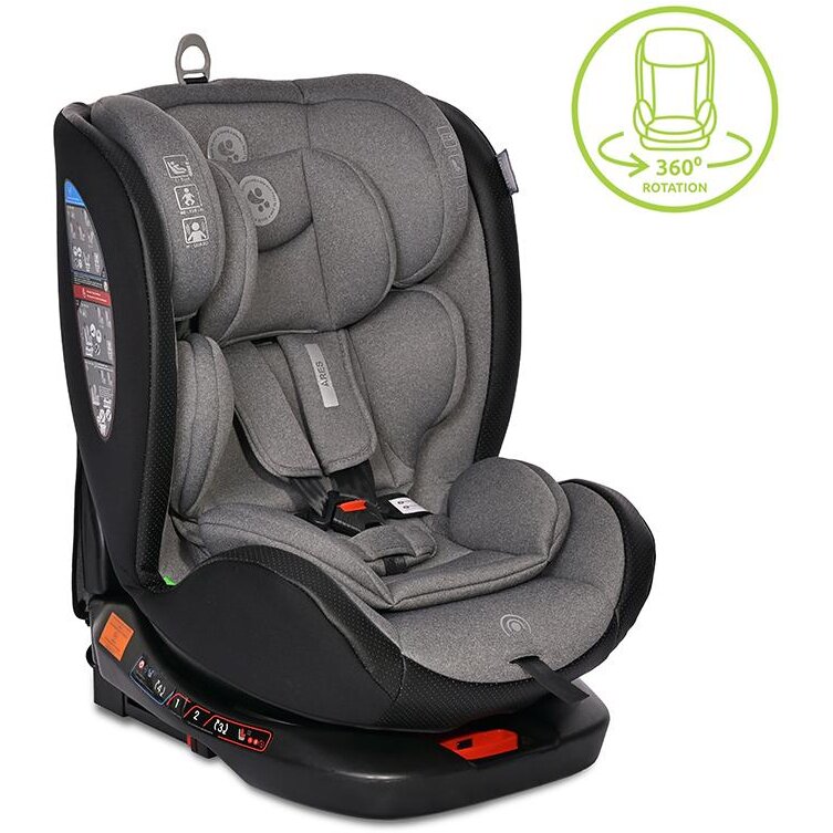 Scaun Auto Ares Isofix i-Size Rotativ 360 Grade 40-150 cm 0 luni-12 ani Grey