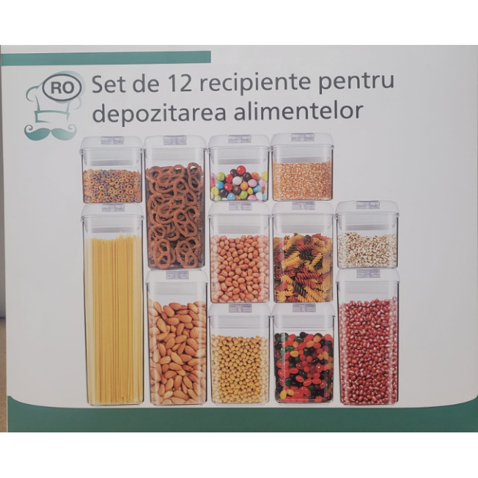 Set 12 Recipiente Pentru Depozitare Alimente Fara BPA  Transparent