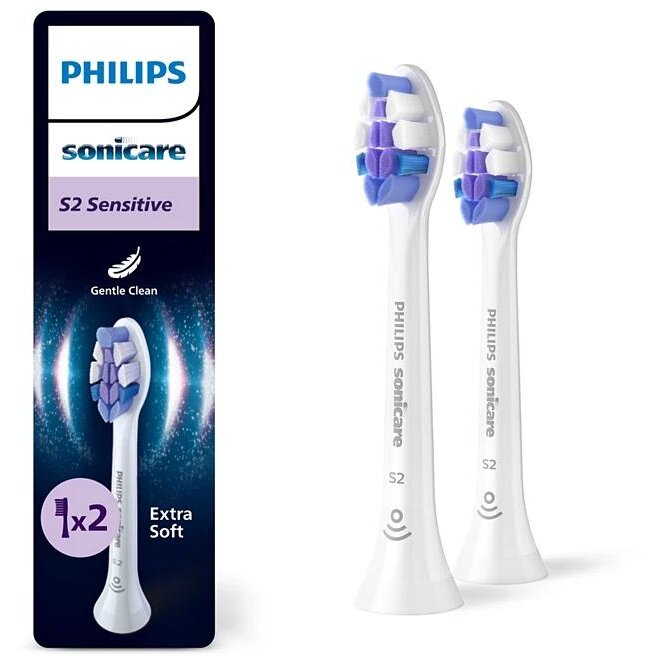 Set 2 Capete pentru Periuta Electrica Sonicare Sensitive HX6052/87 Standard Click-on Alb