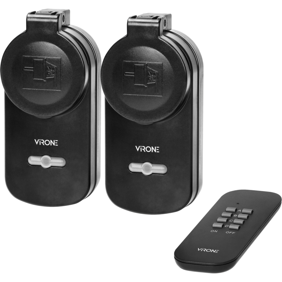 Set 2 Prize Wireless RS-2(GS) Schuko cu Telecomanda IP44 Negru