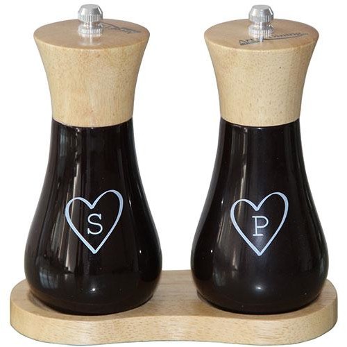 Set 2 rasnite sare / piper 15 cm plus suport Maro