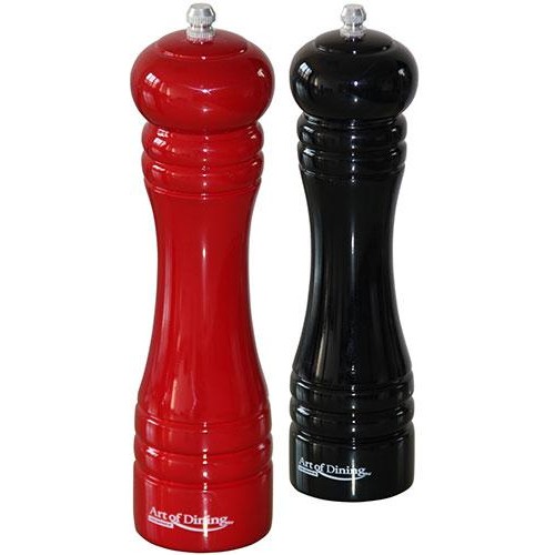 Set 2 rasnite sare / piper 20 cm negru / rosu