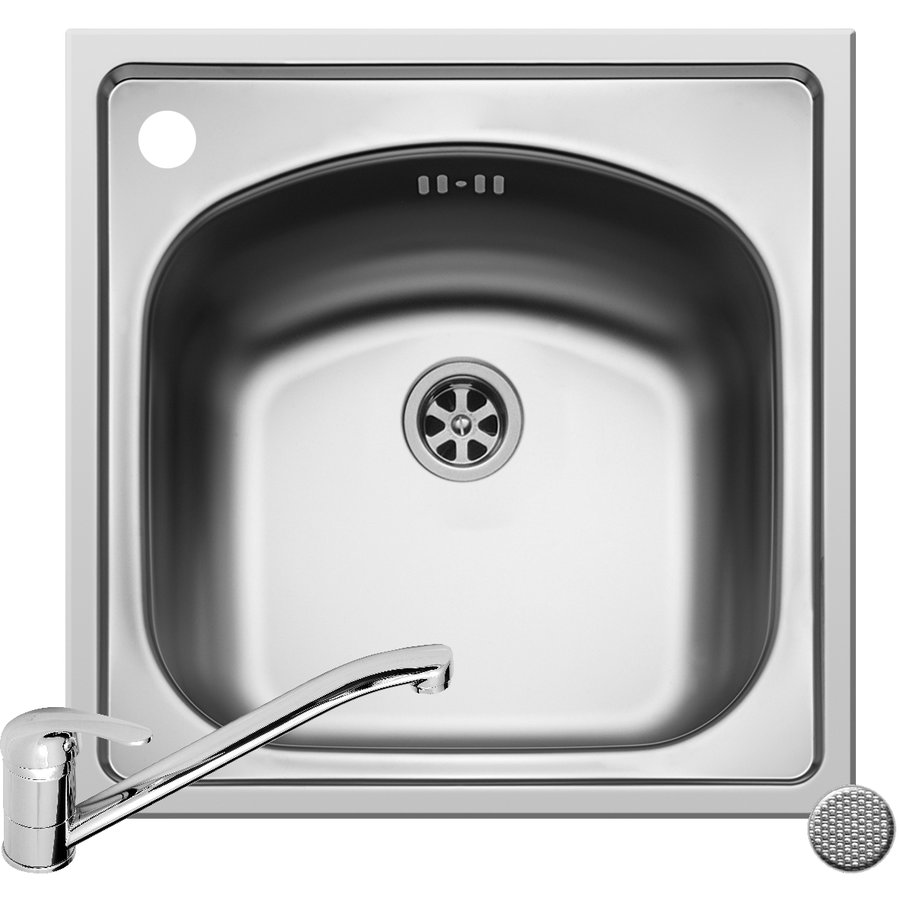 Set 2IN 1 Chiuveta Inox INSET 1B LN + Baterie