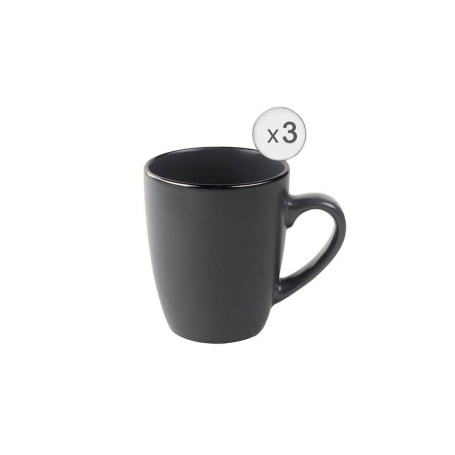 Set 3 Cani Calypso din Ceramica 345ML Gri