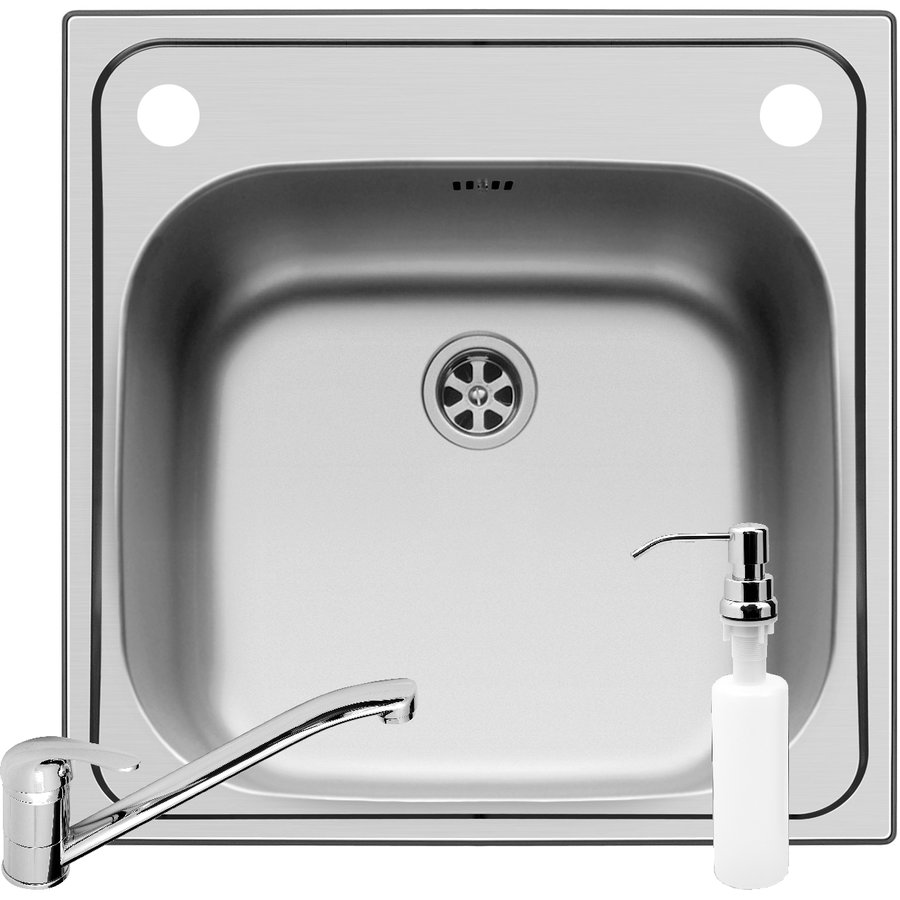 Set 3IN 1 Chiuveta Inox INSET 1B SM + Baterie + Dozator detergent