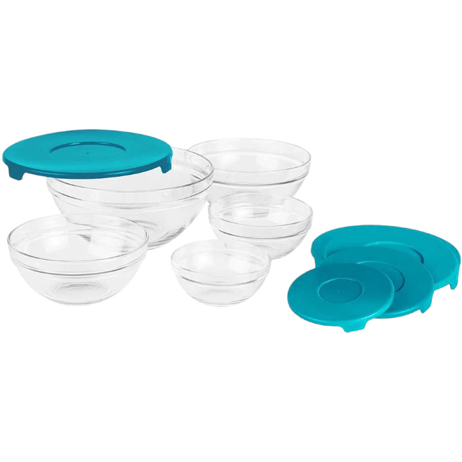 Set 5 Boluri De Sticla Cu Capac Transparent