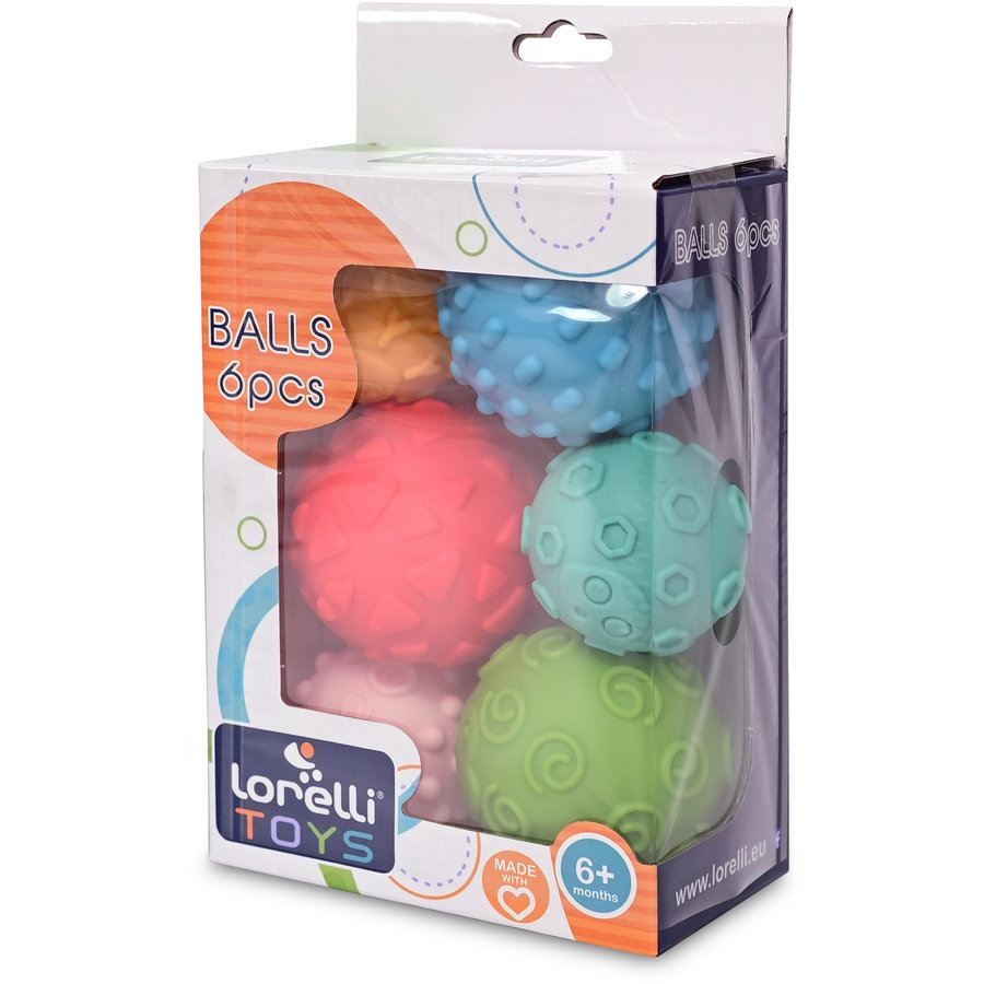 Set 6 mingi senzoriale pentru bebelusi 6 luni+ Multicolor