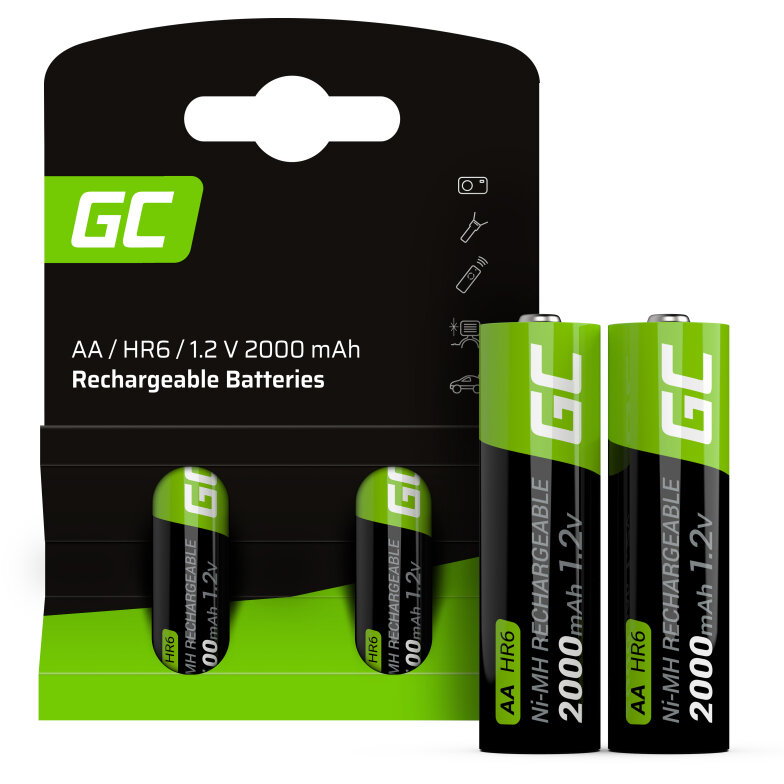 Set Acumulatori Reincarcabili GR06 2x AA HR6 2000mAh Negru/Verde