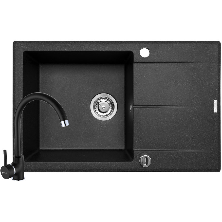 Set Chiuveta bucatarie + Baterie Eco Bello Keros 1B 1D 76x48 Black