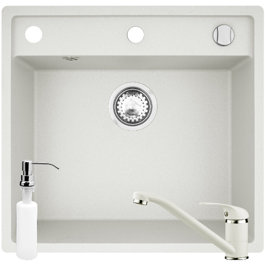 Set Chiuveta bucatarie granit Cristal 1B 53x50 Snow