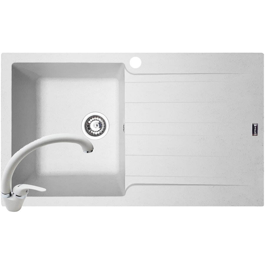 Set Chiuveta bucatarie SIERRA Durothek 1B 1D ST + Baterie OSSIA White