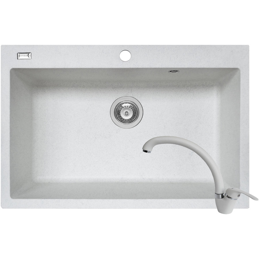 Set Chiuveta bucatarie Square 76x50 DUROTHEK + Baterie Ossia Alb