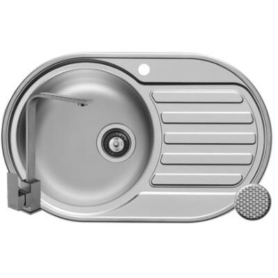 Set Chiuveta de Bucatarie SR MINI 1B1D ST Ovala Inox si Baterie ECO CECILIA Argintiu