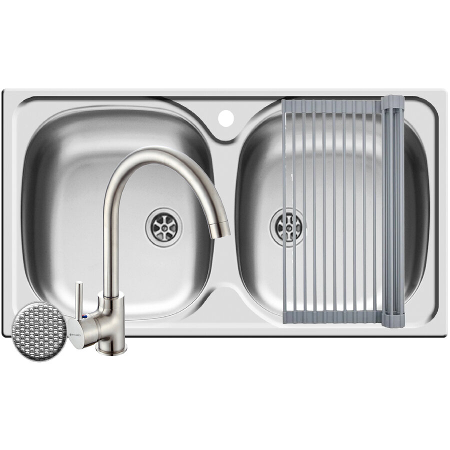 Set Chiuveta E 78 2B LN Baterie Bello Crom si Roll Up Inox