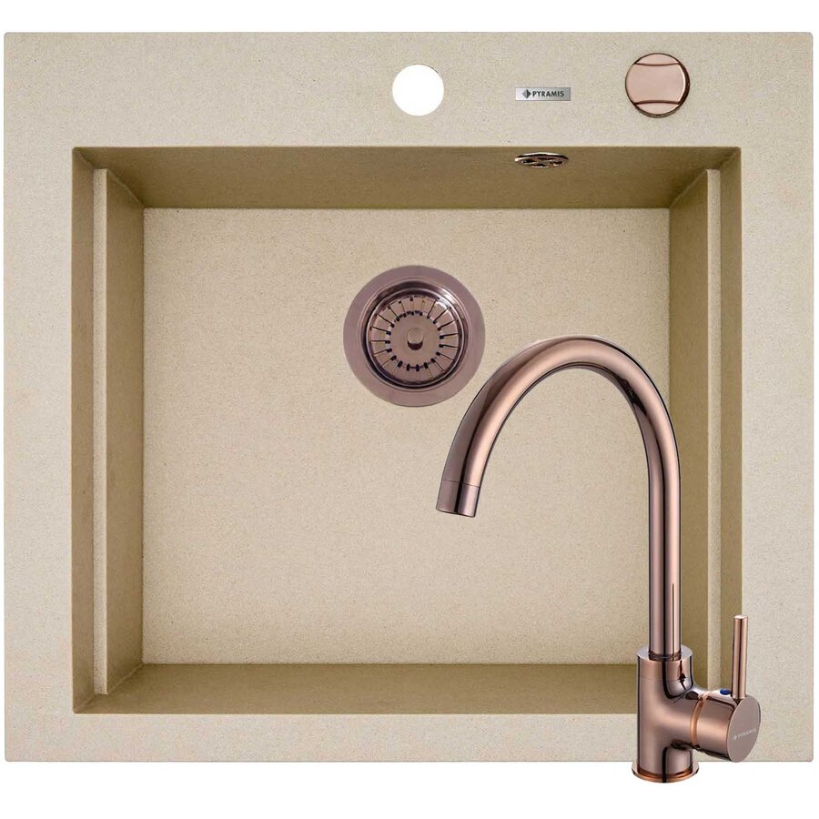 Set Chiuveta Granit + Baterie ECO BELLO Copper SIROS 57x51.5 1B Beige