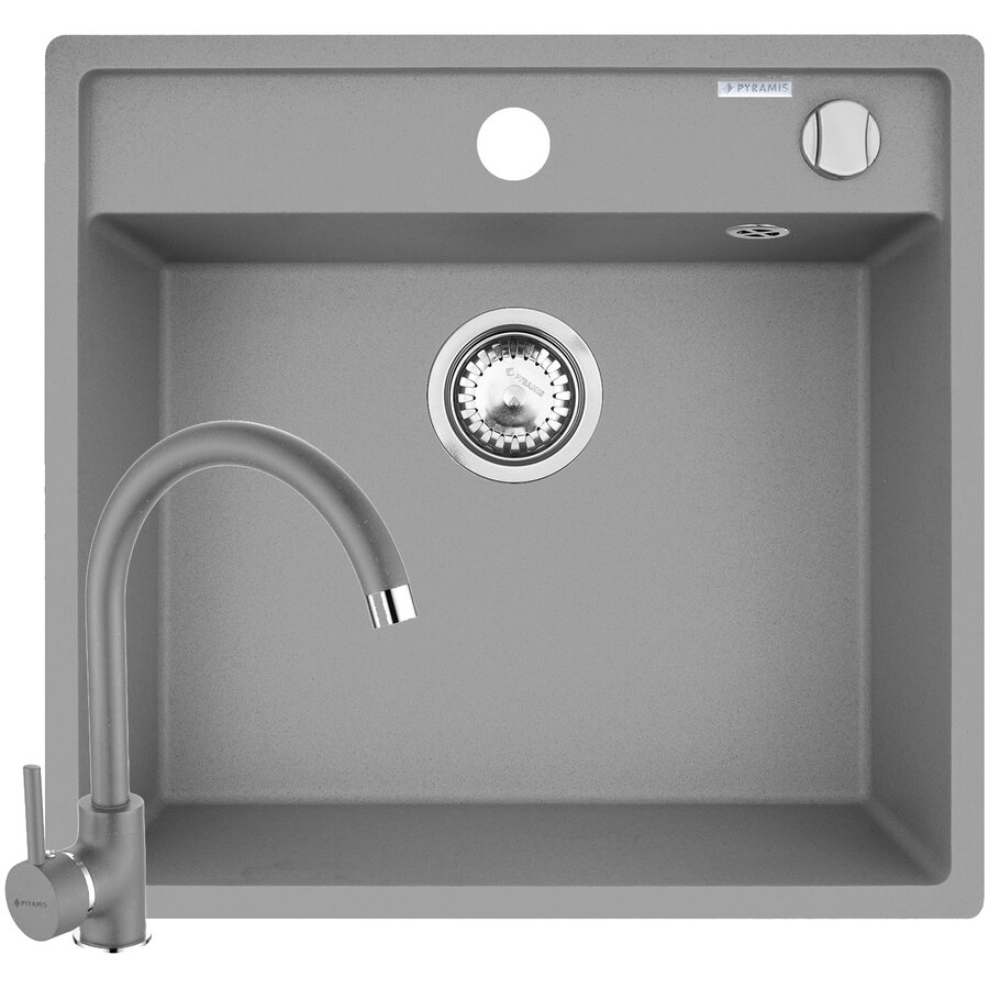 Set Chiuveta Granit Camea 53x50 si Baterie Eco Bello Grey