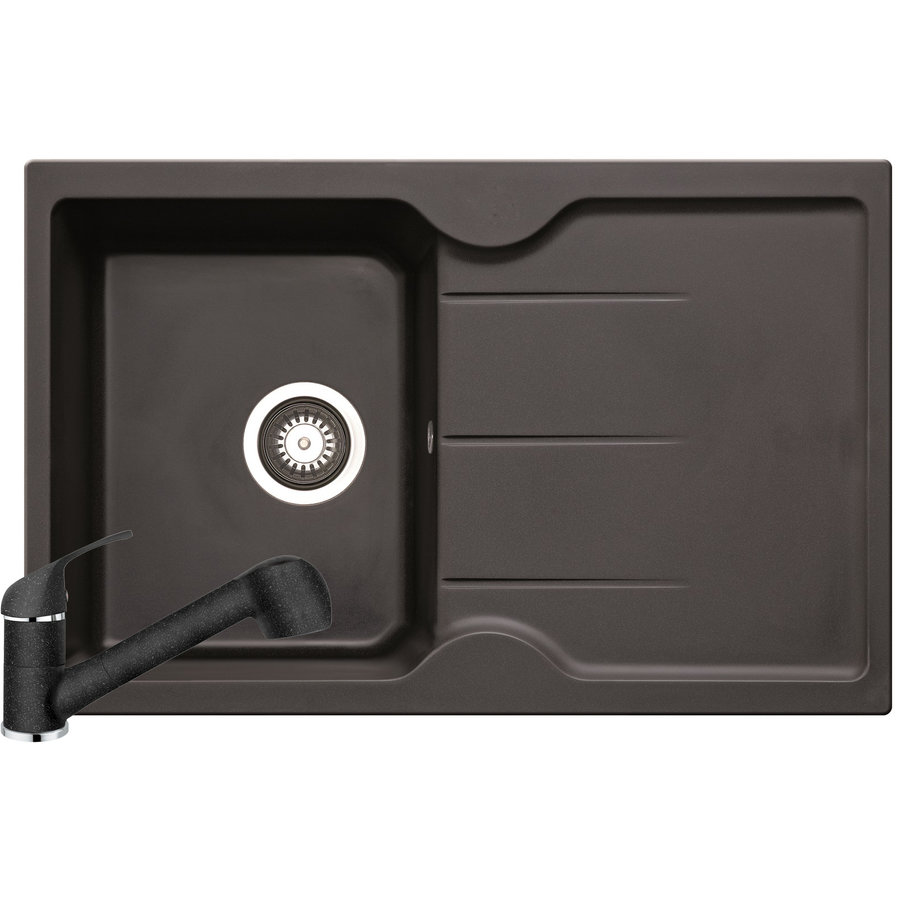 Set Chiuveta Granit PORTOS si baterie FIDO Negru