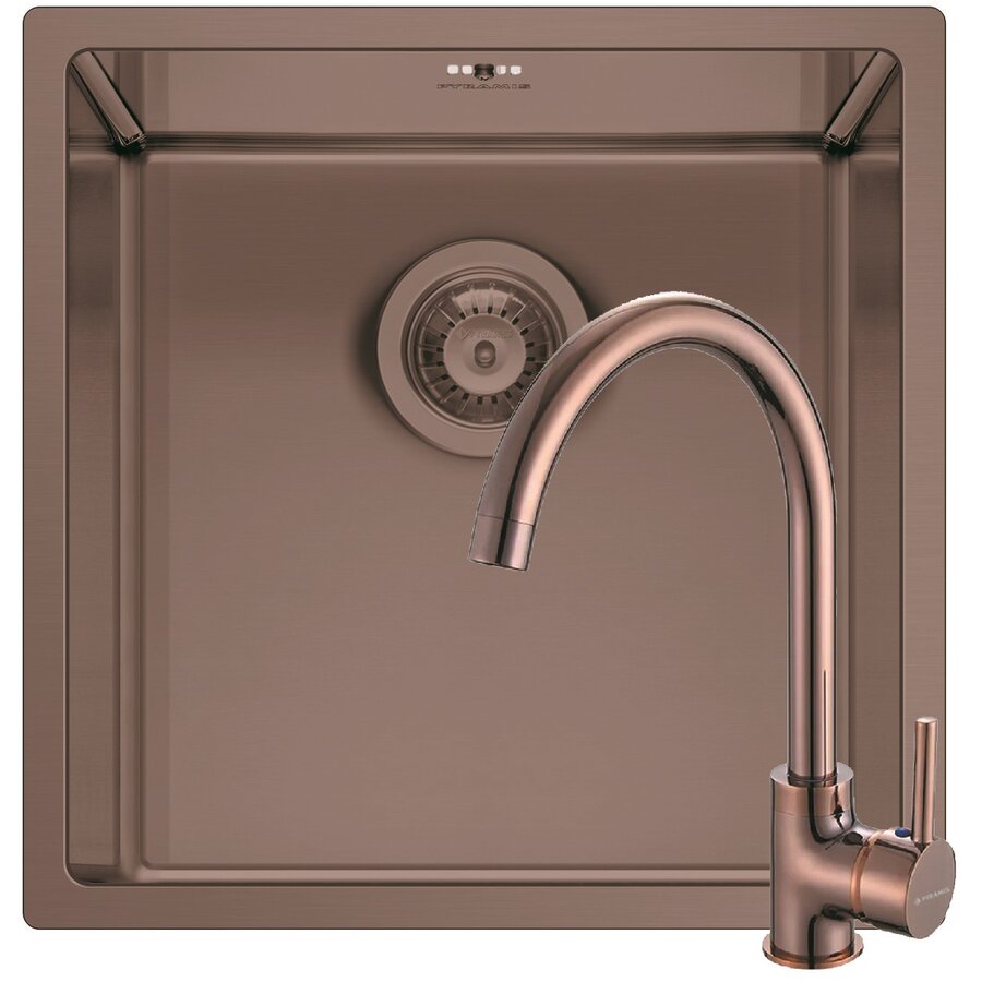 Set Chiuveta Inox + Baterie ECO BELLO ASTRIS COLORA 40x40 1B Copper
