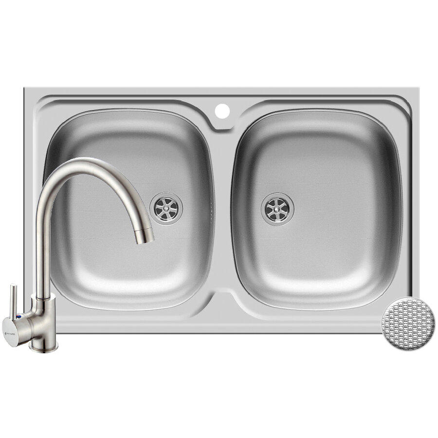 Set Chiuveta INTL 2B LN si Baterie Bello Crom Argintiu