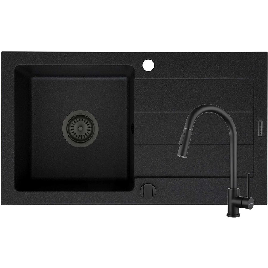 Set Chiuveta Pyragranite Sparta si Baterie Idea Negru