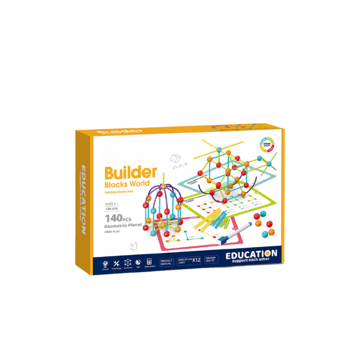 Set de Constructie Forme 3D 140 Piese 3 Ani+ Multicolor
