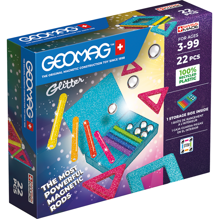 Set de Constructie Magnetic 534  Glitter Panels 22 Piese 3 Ani+ Multicolor
