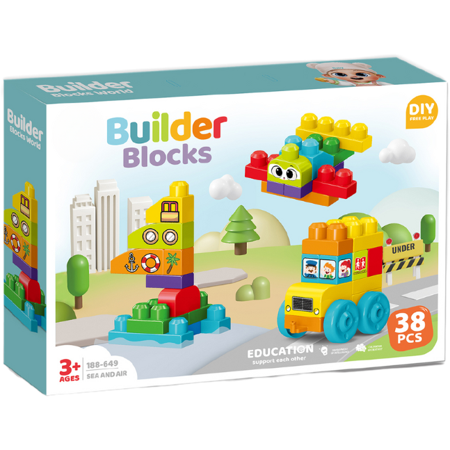 Set de Constructie Vehicule 38 Piese 3 Ani+ Multicolor