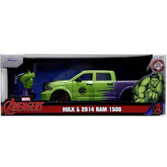 Set Jada Marvel Figurina Hulk Si Masinuta Metalica Ram 1500 2014 Scara 1:24 Verde