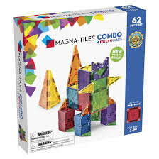 Set Magnetic De Construit Cu 62 Piese Mici Si Mari Combo + microMAGS Multicolor