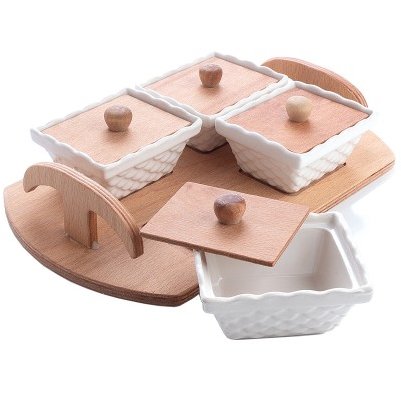 Set Servire Mic Dejun 4 Vase Ceramica Alb