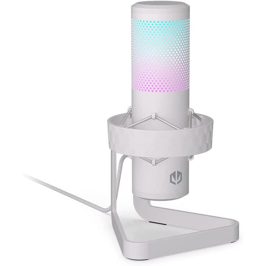 Microfon Streaming USB-C RGB Jack 3.5mm Cu Fir Cablu 2.5m 30Hz Alb