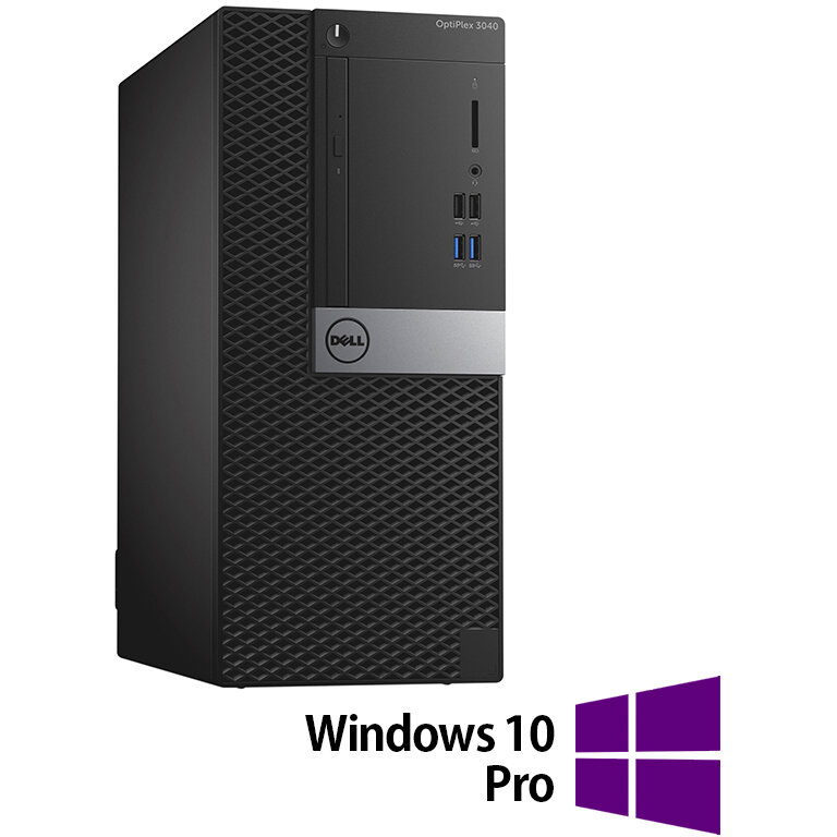 Sistem desktop Refurbished Optiplex 3040 Intel Core i3-6100 4GB 500GB HDD Windows 10 Pro Black