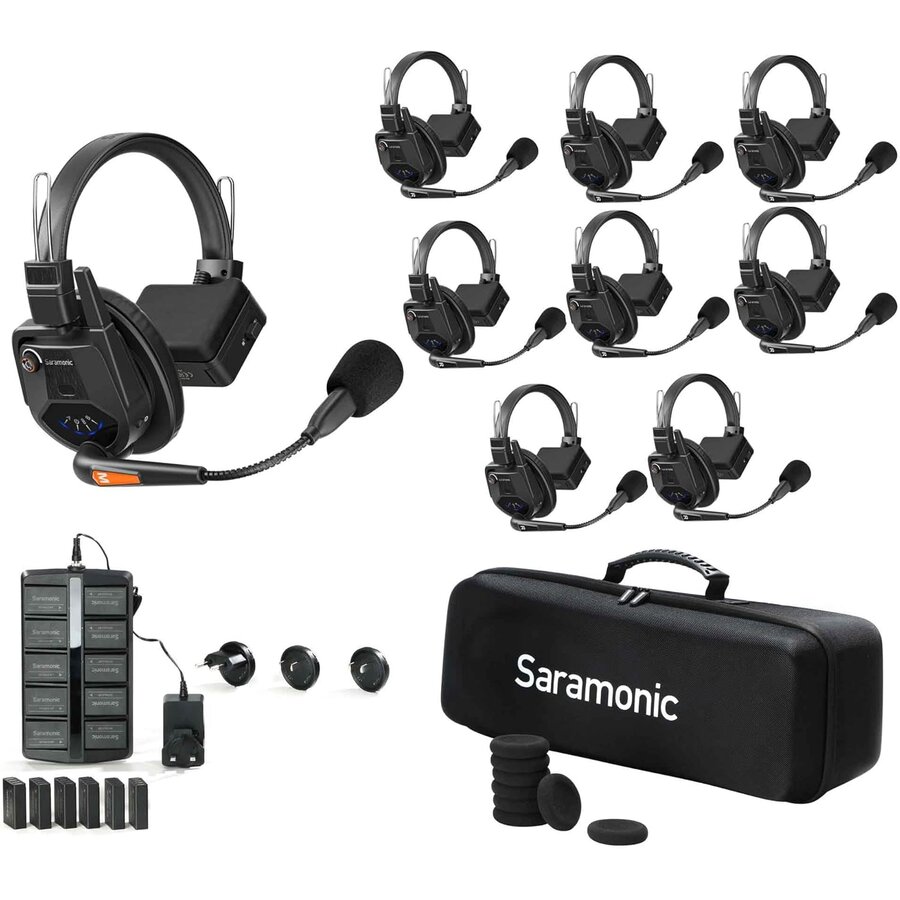 Sistem Intercom Wireless pentru 8 Persoane WiTalk WT8S Full-Duplex 1.9GHz Casti Single-ear Negru