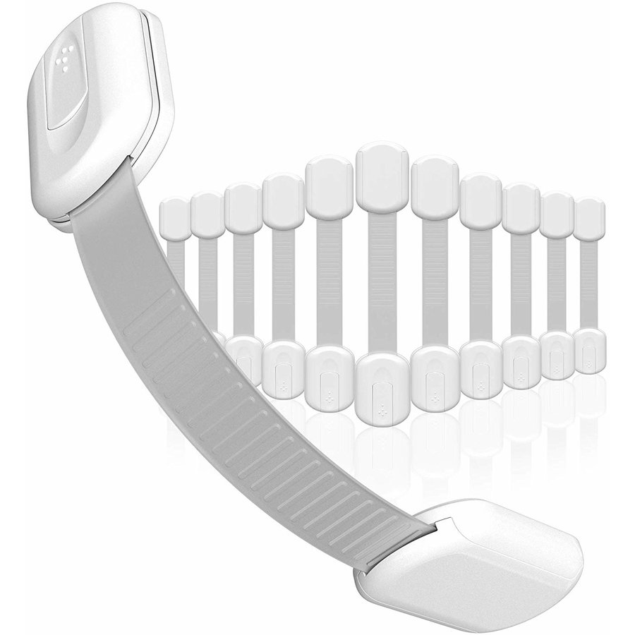 Sistem siguranta copii CARE®, sistem de blocare sertare, dulap, frigider, congelator, previne deschiderea accidentala, adeziv puternic 3M, fara urme de indepartare, lungime ajustabila, set 6 buc, alb