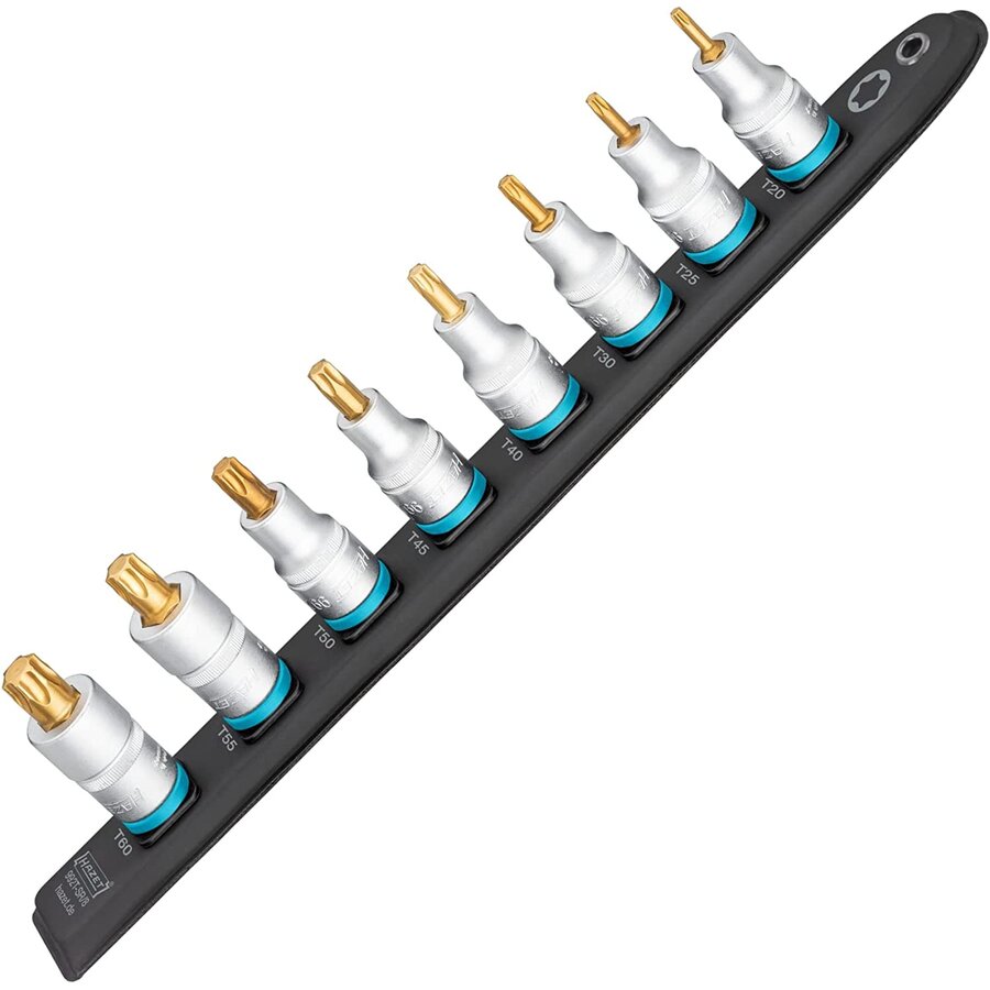 SmartRail 1/2 socket set Torx, 8 pieces (black, T20 - T60, short)