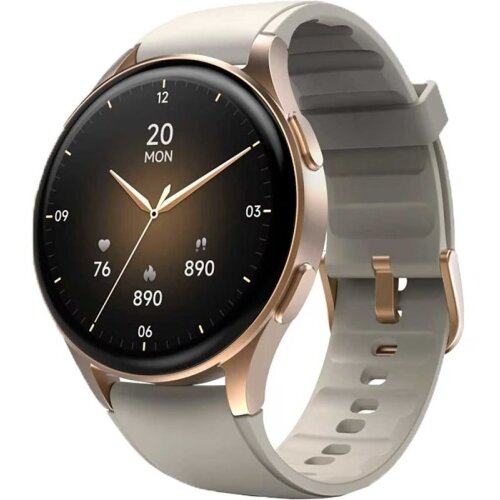Smartwatch 8900 GPS AMOLED 43mm / 1.43inch Alexa Curea Silicon Bej/Auriu