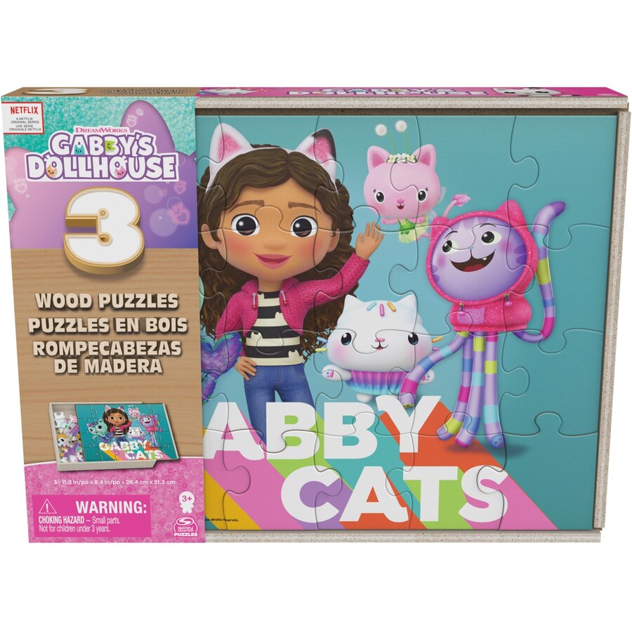Spin Master DreamWorks Gabby's Dollhouse - Wooden Puzzle Collection (3x 24 pieces)