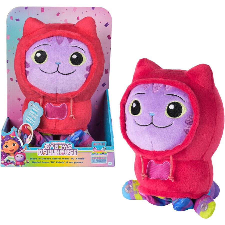 Spin Master Gabby's Dollhouse - Plush Cat DJ Catnip, Cuddly Toy (25 cm)